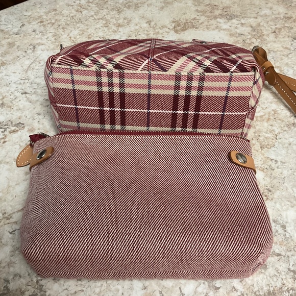 Authentic BURBERRY Nova Check Blue Label Shoulder Bag Canvas Red Silver - Picture 5 of 16